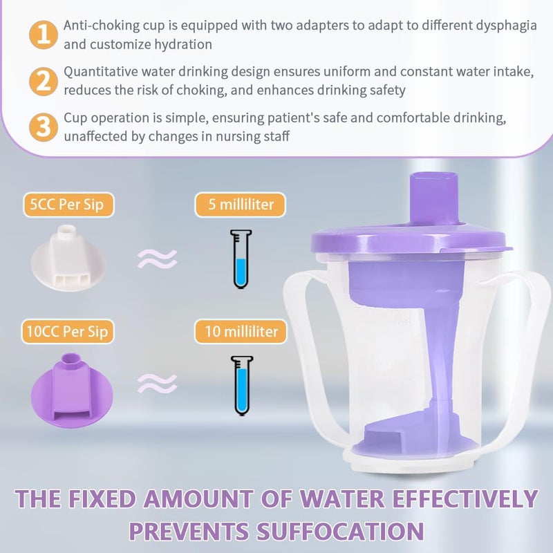 Ehucon Dysphagia Regulating Drinking Cup, Prevent Choking for Dysphagia/Dementia/Elderly,Dispenses 5~10cc or 10~15cc of Liquid Each time,Spill-Proof (Purple-Pack of 1 Count) - Image 4